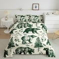 thumbnail image 2 of Manfei Safari Animal Bear Bedding Comforter Set,Rustic Plant Pine Twin Comforter Sets,Green Beige Bedding Set For Adults,Ultra Soft Home Decor Reversible,2 Pieces, 2 of 8