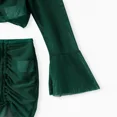 thumbnail image 5 of PatPat Girls Bikinis Dark Green Halter Neck Swimsuit with Matching Cover Up Skirt Set 4 Pieces Set Sizes 5-12, 5 of 7