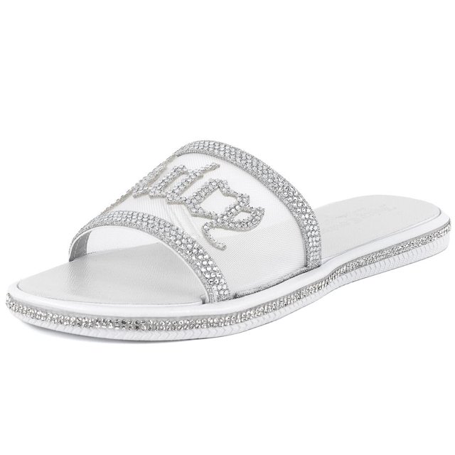 Sandalias Slide Juicy Couture con diamantes de imitación brillantes Yves Silver