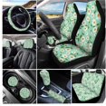 thumbnail image 3 of Uorisanigo White Daisy Print Automotive Front and Rear Cushion Covers Steering Wheel Cover Pillowcase for Cars Water Coaster Gear Lever Cover+Hand Brake Cover Washable 11 Sets, 3 of 7