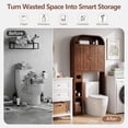 thumbnail image 3 of YOCWO Arched Over The Toilet Storage Cabinet with Carved Fluted Line, Storage Cabinet Over Toilet with 2 Doors and Open Shelf, Home Space Saver for Bathroom Laundry Room Living Room, Walnut, 3 of 9