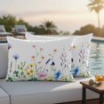 thumbnail image 2 of Outdoor Pillow Cover Spring Flowers Leaves Set of 2 Waterproof Throw Pillowcases Watercolor Spring Decorative Patio Furniture Pillows for Couch Garden Indoor & Outdoor Use, 2 of 9