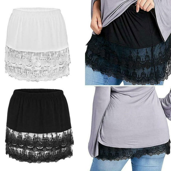 Visland Women Skirt Extender, Durable Lace Hollow Half Slip Underskirt Extender for Sweater Sweatshirt Coat 1PC