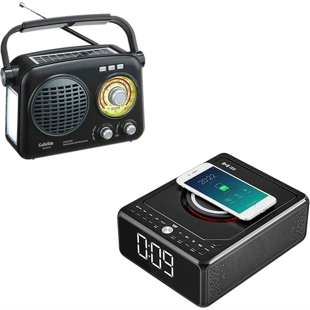 Alarm Clock Cd Player With Fm Raido, Wireless Charger, Bluetooth