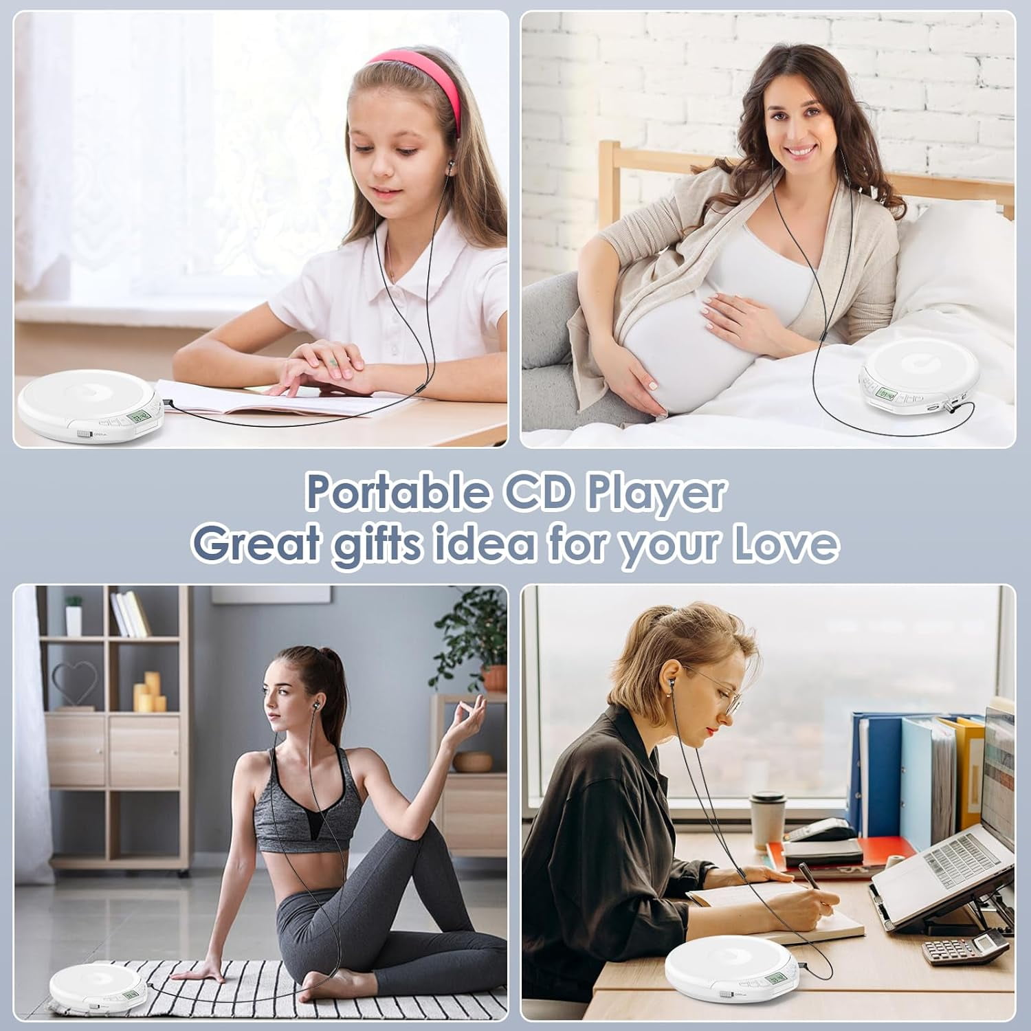 Gueray CD Players Portable CD Walkman: with Earphones Portable CD Player for Home with Anti-Skip Shockproof Personal CD Player with LCD Display