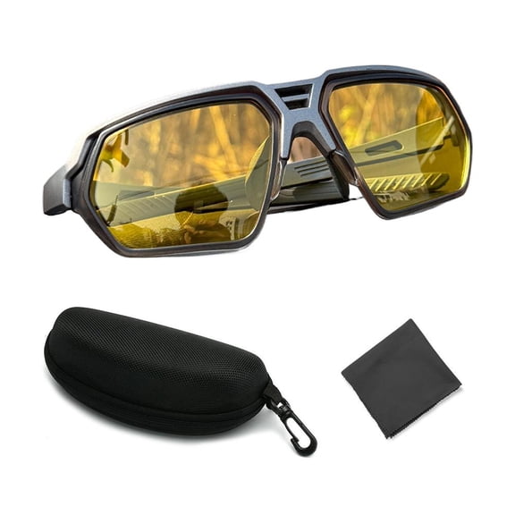 Retro Polarized Sunglasses for Fishing and Cycling – 5.9 Inch Wrap Around UV400 Sports Glasses with Case