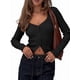 thumbnail image 2 of Cárdigan de Larga para Mujer, Suéter Corto de Punto Abierto, Chaqueta con Cuello en V y Botones para Otoño Negro L, 2 of 10