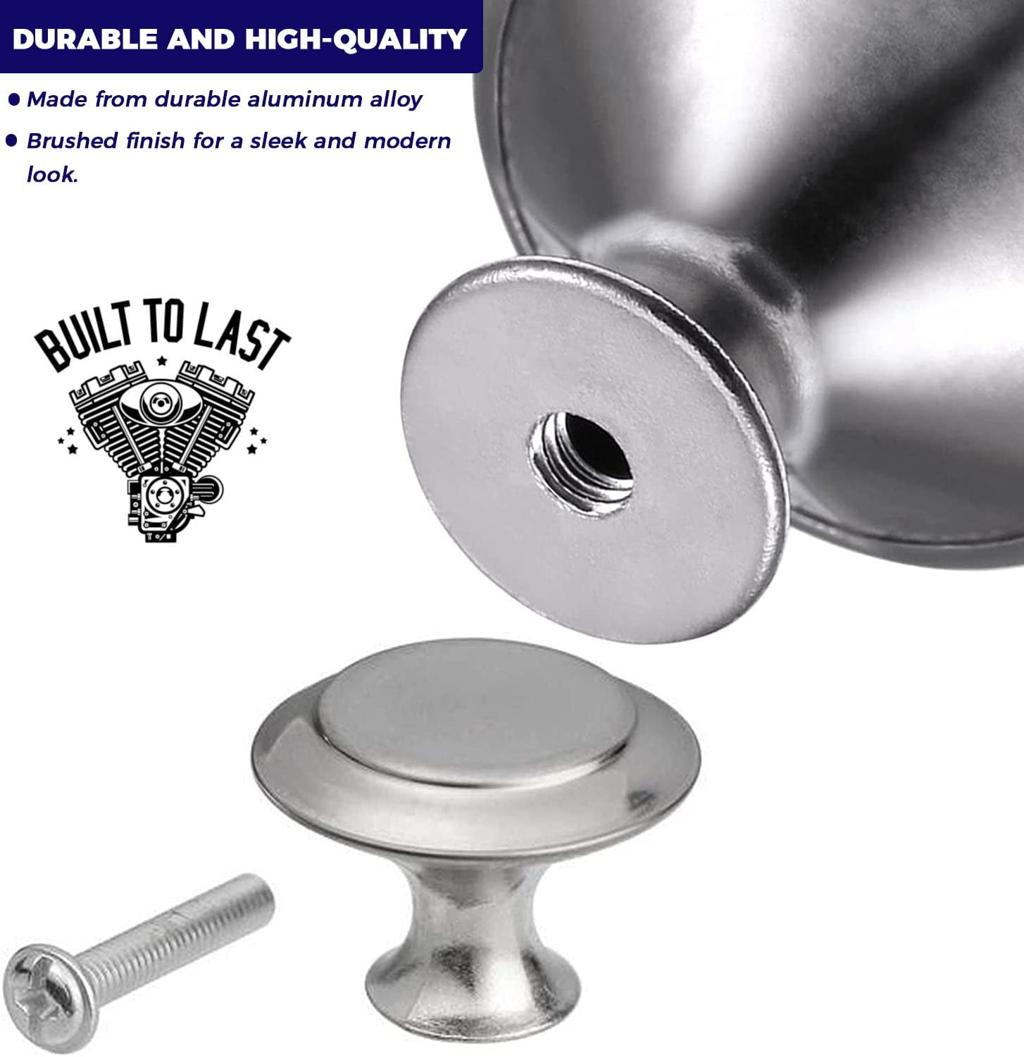 30 Pack Round Kitchen Cabinet Knobs, 1.2" 30mm Flat Black Zinc Round Drawer Knob for Cabinets Dressers,with Screw