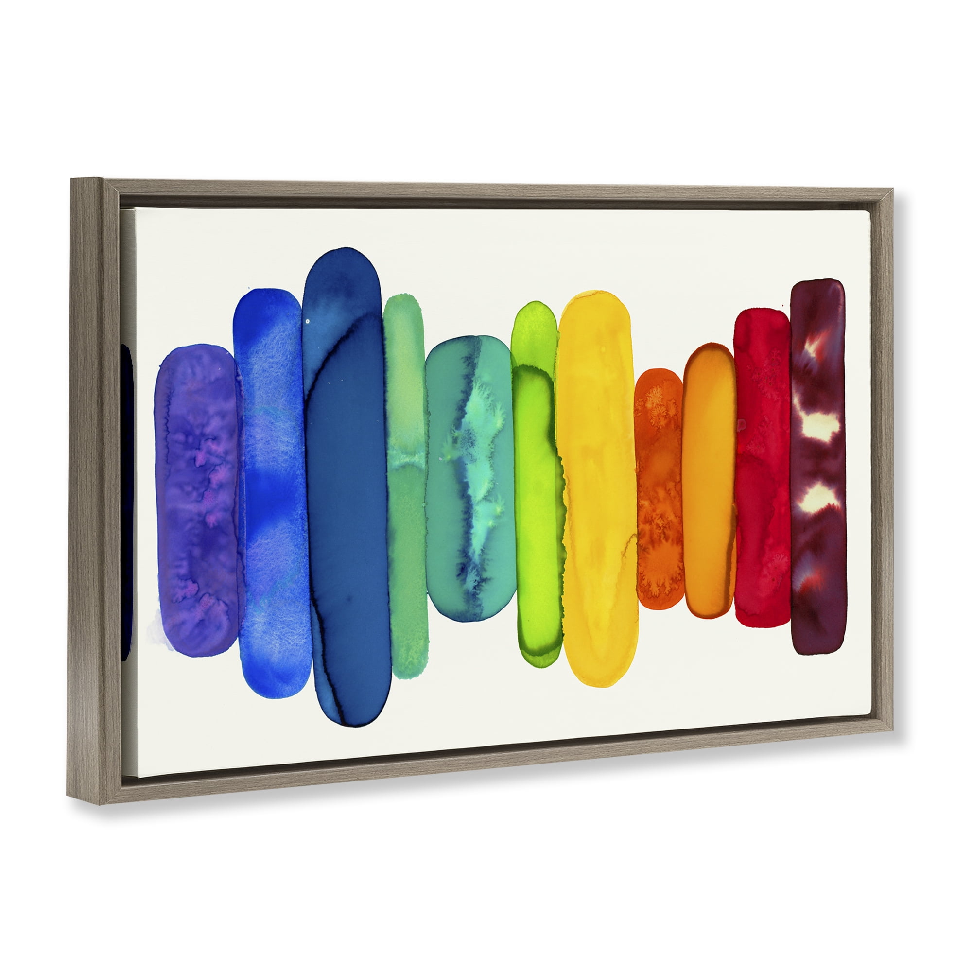 Stupell Industries Rainbow Ombre Shapes Abstract Painting Brown Floater Framed Canvas Art Print Wall Art, 25 x 17