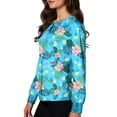 thumbnail image 4 of Scrub Jackets for Woman Long Sleeve Snap Front Plus Size Medical Uniform Funny Hawaiian Tropic Scrub Tops Soft Comfy Nurse Working Uniform Blue L, 4 of 6
