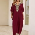 thumbnail image 4 of TMOYZQ Kaftan Dresses for Women Embroidered Short Sleeve V-Neck Plus Size Caftans Bikini Swimsuit Cover-Up Long Beach Dress, 4 of 6
