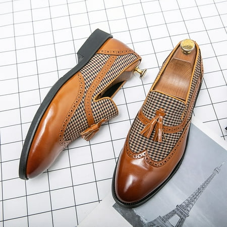 

Men‘s Wing-tip Brogue Oxford Shoes Pointed Toe Dress Shoes Tassel Loafers For Wedding Business Party
