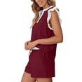 thumbnail image 4 of Bosfbaoi Two Piece Sets for Women Contrast Trim Ruffle Cap Sleev V-Neck Top Drawstring Shorts Vacation Matching Set Summer Outfits, 4 of 9