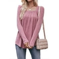 thumbnail image 5 of Hanerdun Women Casual Blouses Female Long Sleeve Pullover Tops Pink L, 5 of 5