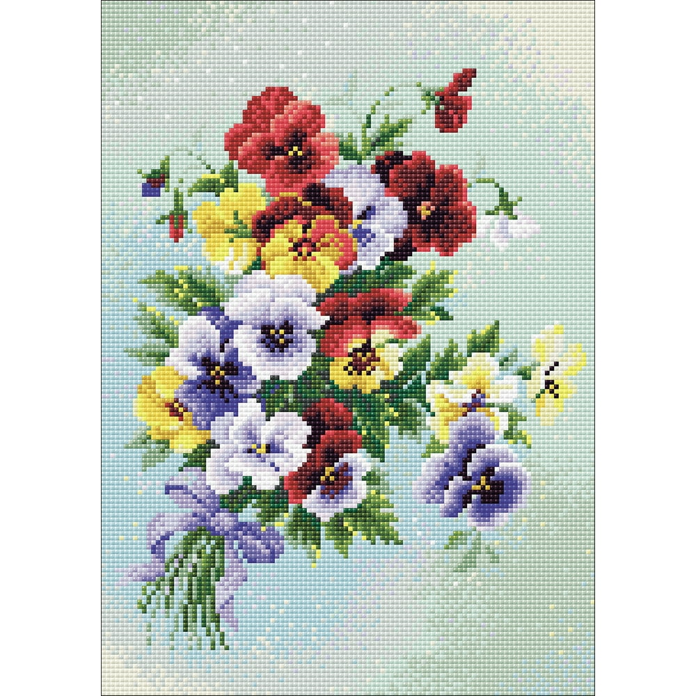 RIOLIS Diamond Mosaic Embroidery Kit 10.75"X15"Pansy Medley Walmart