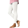 thumbnail image 5 of Women's Solid Ribbed High Waisted Leggings Stretchy Soft Yoga Pants Tummy Control Workout Tights Casual Skinny Gym Running Trousers White, 5 of 8