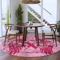 thumbnail image 4 of Pink Ribbon Round Rug 5ft Washable Circle Kitchen Rugs Non Slip Wings Romantic Love Heart Flowers Retro Country Large Area Rug Indoor Floor Carpet for Bedroom Living Room Home Office Dining Room, 4 of 8