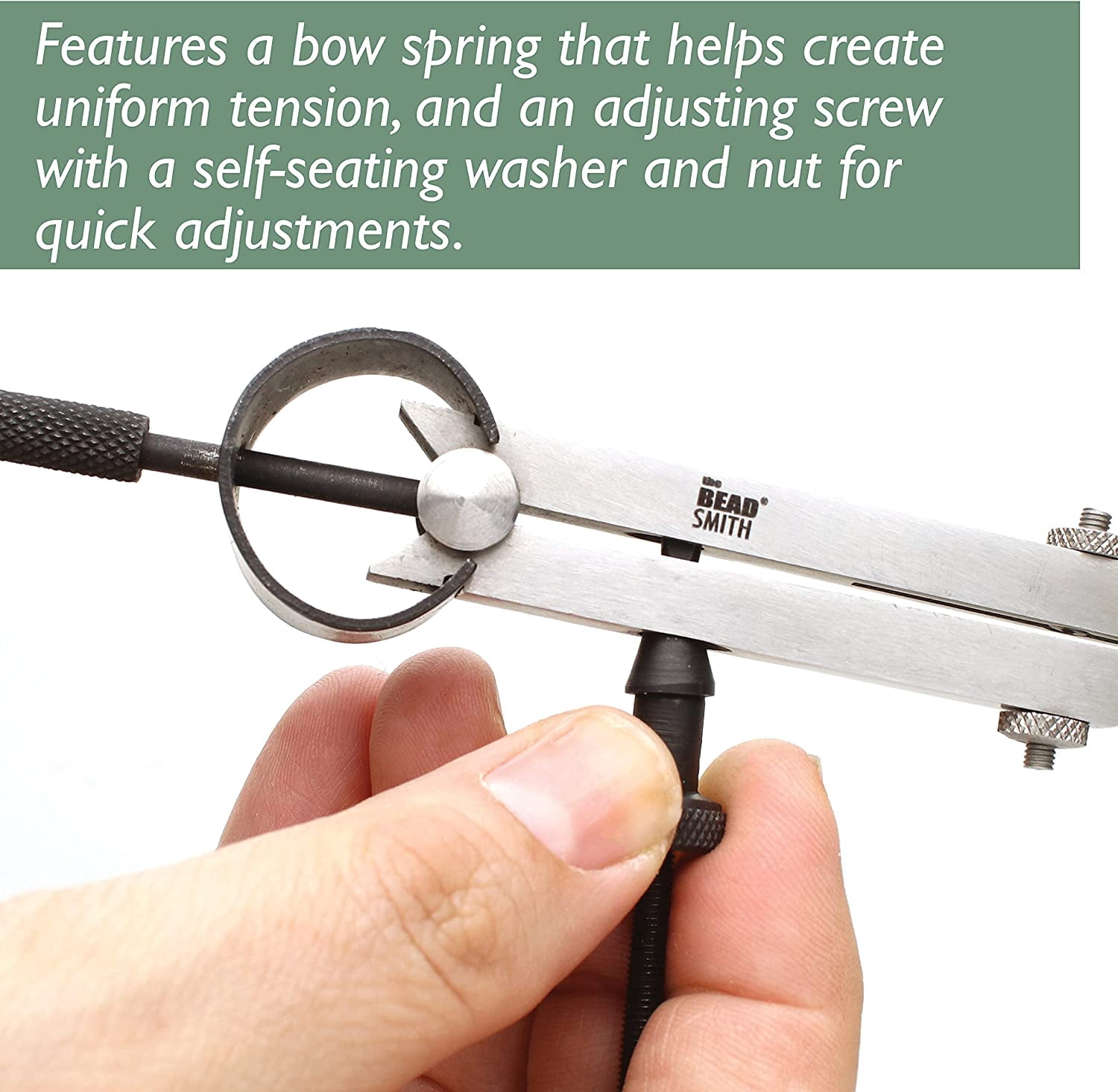 The Beadsmith Stainless Steel Divider Caliper - 5-Inch with Removeable Tips – Bow Spring and Adjusting Screw – For Measuring, Drawing, Drafting, and Leather, Wood, and Metal Work