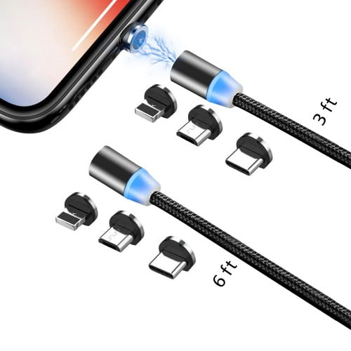 KAIDS Rolled Up Cable Self Winding Magnetic 3ft USB Cable 3A Fast Charging Micro USB Type C Cable Magnet Charger Data Charge Micro USB Cable Mobile Phone(3 in 1) KAIDS Rolled Up Cable Self Winding Magnetic 3ft USB Cable 3A Fast Charging Micro USB Type C Cable Magnet Charger Data Charge Micro USB Cable Mobile Phone(3 in 1)