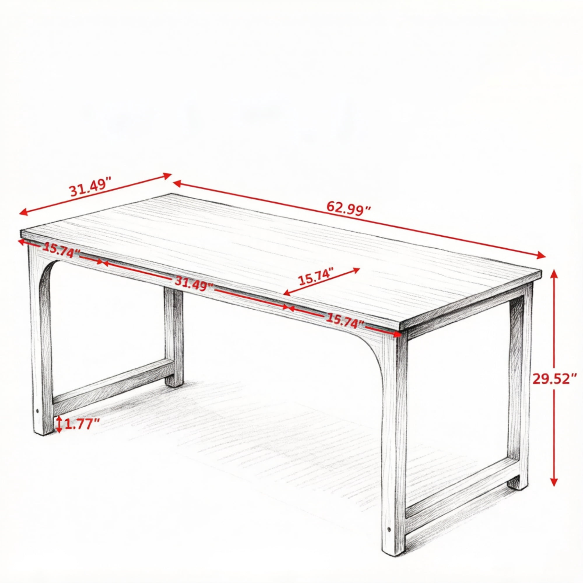 Office Desk, 62.99 in x 31.49 in Conference Table, Seats 6