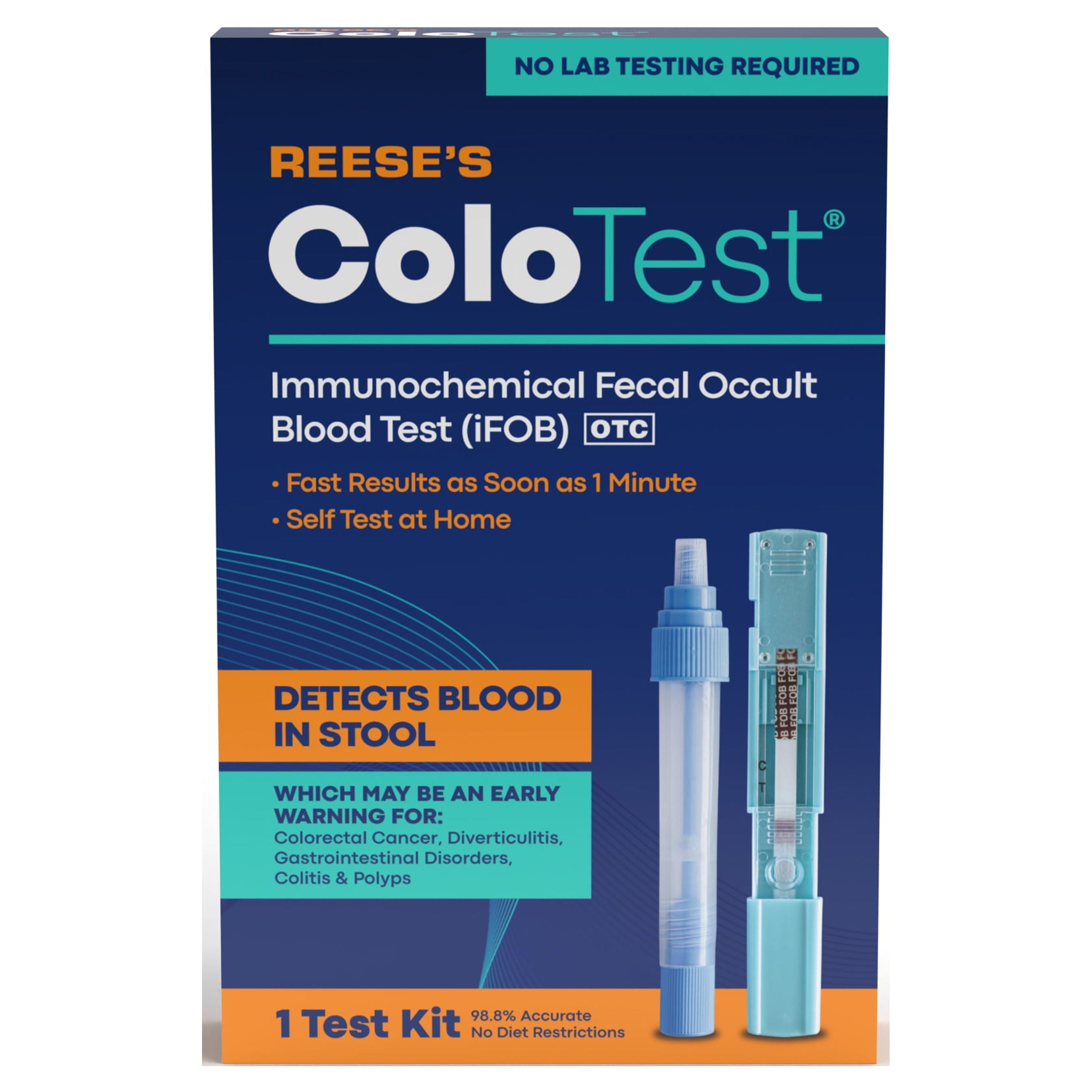 (3 pack) Reese’s ColoTest® At-Home Colon Cancer Screening iFOB FIT Test with Results as Soon as 1 Minute