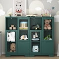 thumbnail image 4 of Dining Room Cabinet Storage, Green Entryway Cabinet with Storage, Wooden Floor Cabinet with Glass Doors for Living Room, Bathroom, Entryway, Bedroom, Dining Room, Condo, Office, 4 of 16