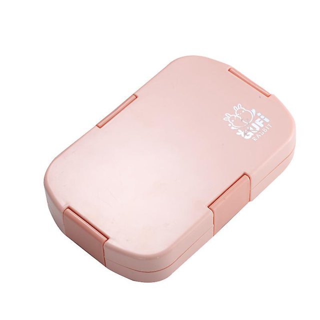 Fiambrera para niños, cajas Bento de almacenamiento de alimentos con 6 compartimentos para niños y adultos, apta para microondas (rosa)