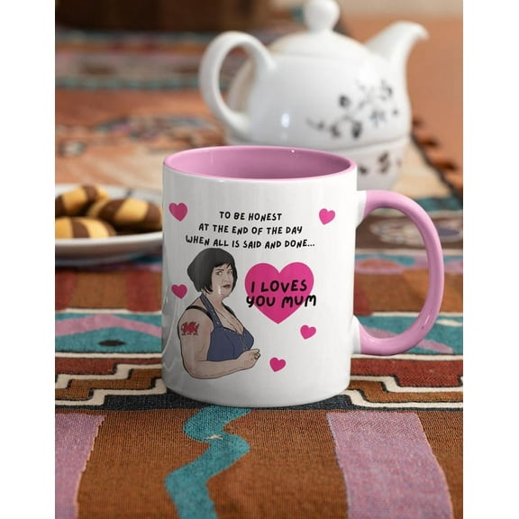 Mum Mug Ceramic Love Heart Mum Cup Mother's Day Gift Birthday Nessa 'I Loves You Mum'