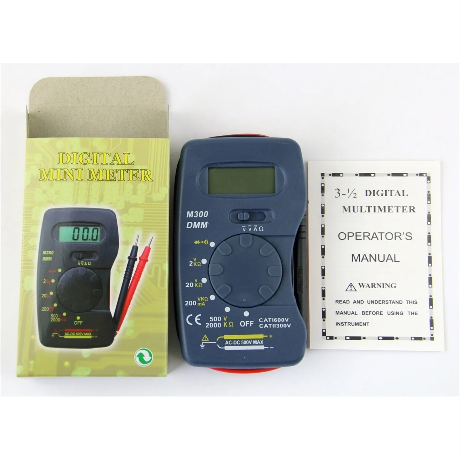 10Pcs/lot Ultra-thin Digital Multimeter M300 Mini Pocket Integrated Multimeter AC DC Ammeter Voltmeter Ohmmeter BatteryTest ,High Accuracy