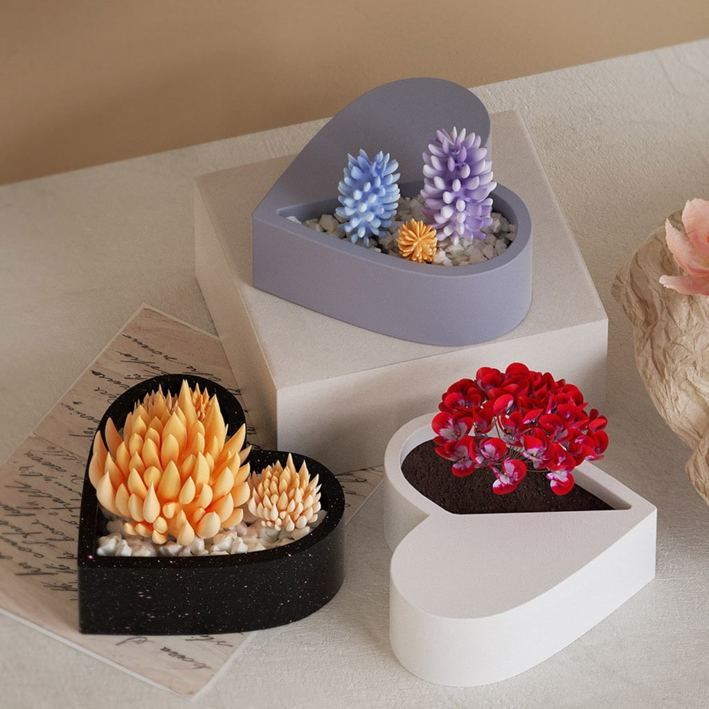 WINDLAND High Temperature Resistant Silicone Heart Mold for Candle Cups Flower Pots Mould