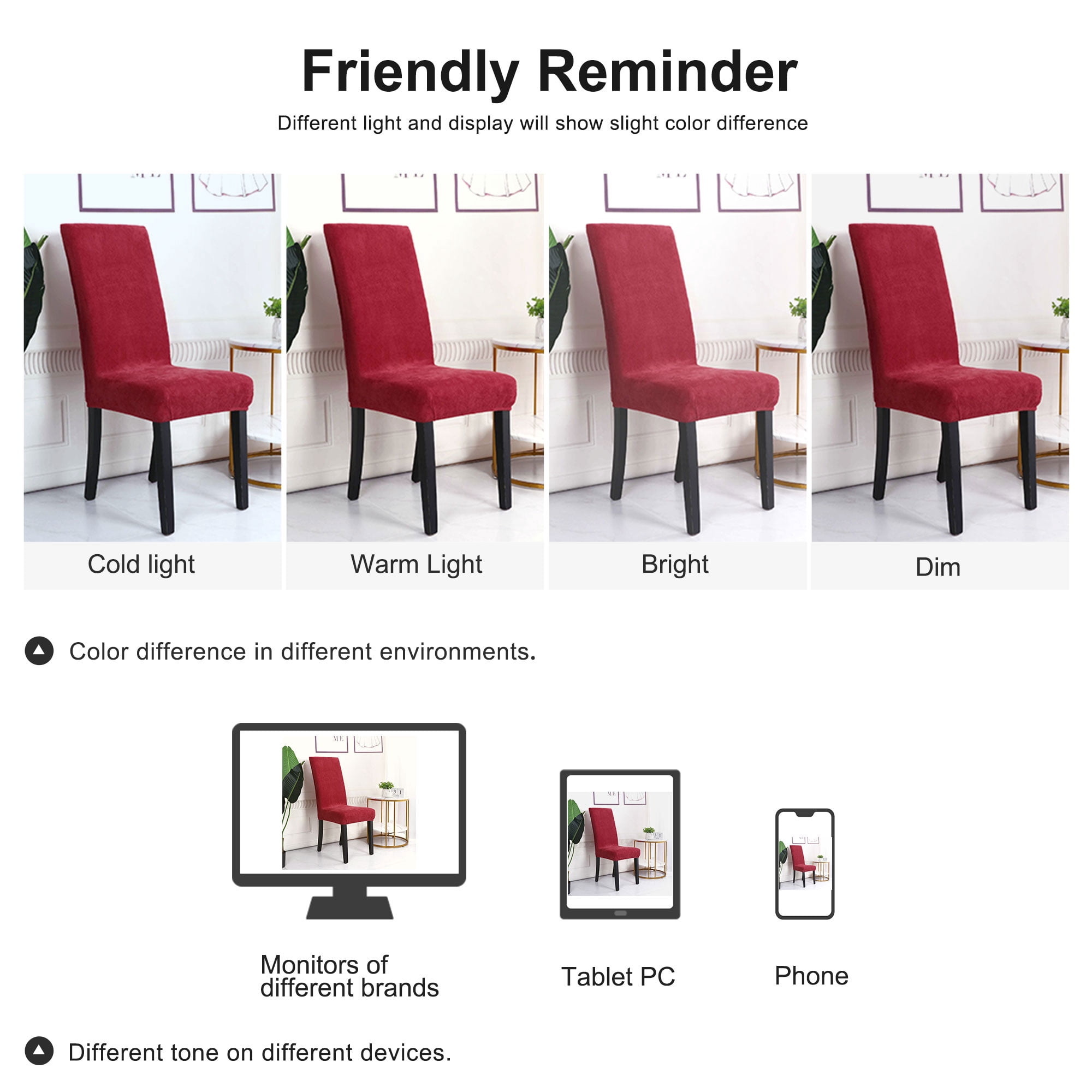Unique Bargains Stretch Plush Short Dining Chair Cover Red