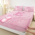 thumbnail image 5 of meiyoeat Pink Glitter Butterfly Monogrammed E Full Size Sheets for Girls, Sparkle Floral Initial Letter Bed Sheets, 4-Piece, 1 Flat Sheet, 1 Fitted Sheet and 2 Pillowcases, 5 of 6