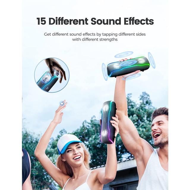 Beach Portable Bluetooth Speaker IPX7 Waterproof Wireless Speaker with Colorful Flashing Lights TWS Pairing for Outdoor Party 100ft Bluetooth Range Travel Home 25W Super Bass with 24H Playtime 