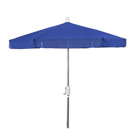 7.5  Hex Garden Tilt Umbrella 6 Rib Crank Bright Aluminum with Pacific Blue Vinyl Coated Weave Canopy