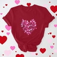 thumbnail image 2 of Dealovy T-Shirts pour Femmes à Manches Courtes, Col Rond, Mignon Cœur Imprimé, Couleur Unie, Décontracté, Été, T-Shirts Simples, 2 of 6