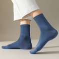 thumbnail image 4 of harmtty Cotton Mid-calf Socks 1 Pair Unisex Mid-tube Cotton Socks Solid Color Breathable Stretchy Blue, 4 of 8