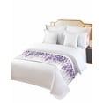 thumbnail image 6 of Bed Runner Scarf Cal King Size, Purple Leaves Stain Bed Runners & Scarves for Foot of Beds, Summer Botanical Decorative Bedding Runner Scarf for Hotel Home Bedroom 102 x20 Inch, 6 of 6