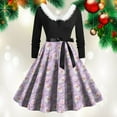 thumbnail image 3 of Drie Holiday Dresses for Women Women Plus Size Christmas Party Dresses Long Sleeve V-Neck High Low Hem Audrey Hepburn Dress Purple,XL, 3 of 5