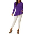 thumbnail image 3 of MODA NOVA Juniors Long Sleeves Ribbed Irregular Curved Hem Peplum Knit Blouse, 3 of 7
