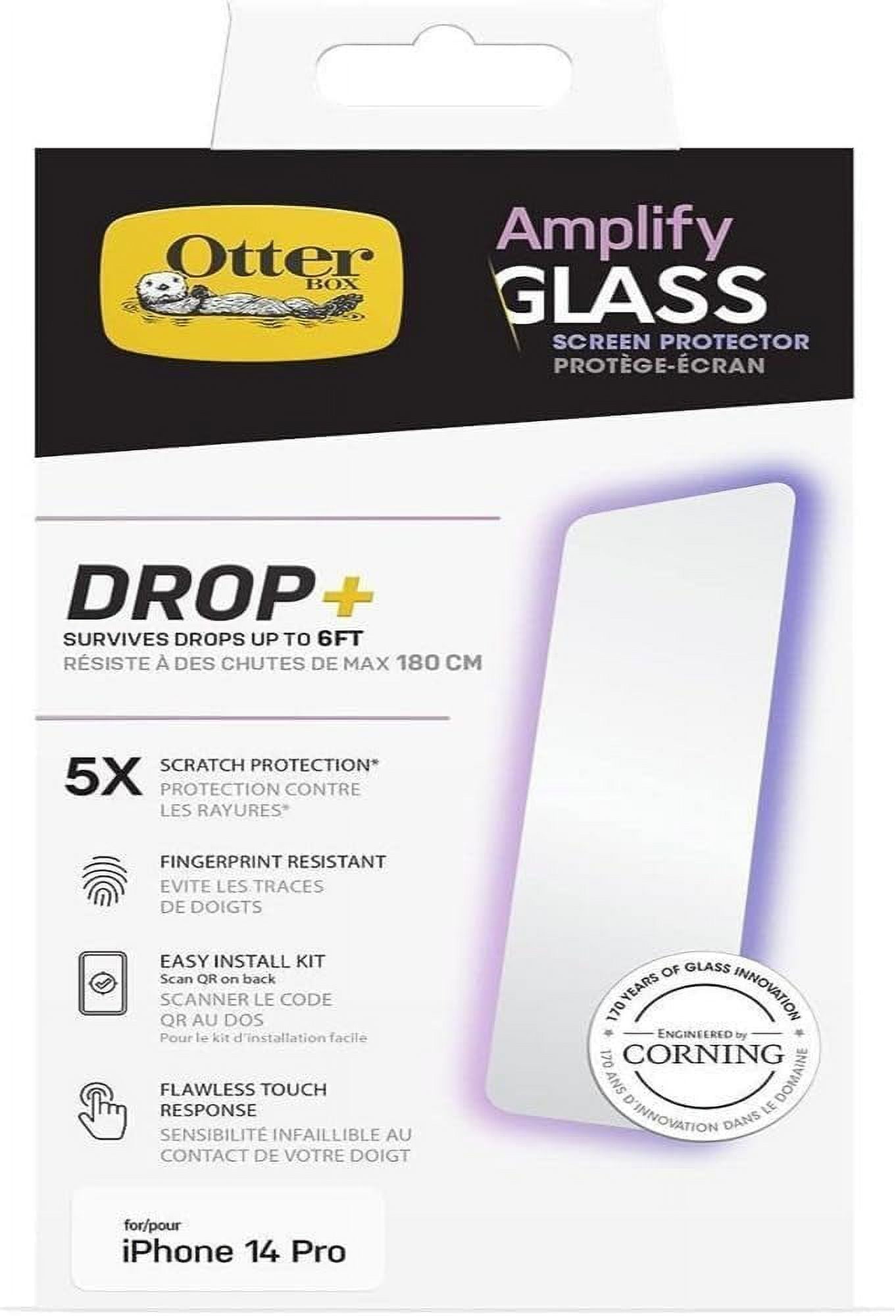 OtterBox Amplify Glass Screen Protector for iPhone 14 Pro, Clear
