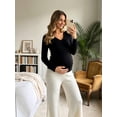 thumbnail image 5 of V Neck Long Sleeve Pregnancy Tops Shirts Maternity Clothes for Women 3-Pack, 5 of 6