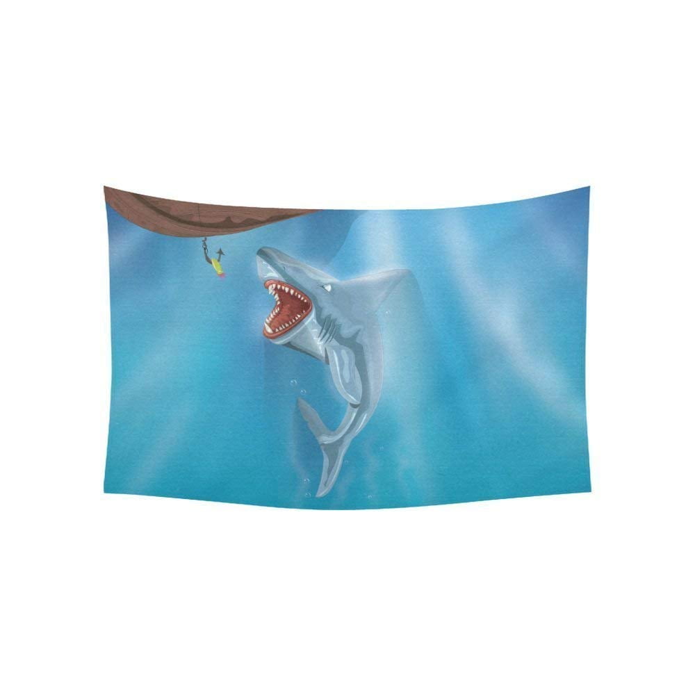 Cadecor A Dangerous Shark With Large Teeth Bedspread Dorm Decor Wall Hanging Tapestry 40x60 Inches