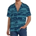 thumbnail image 3 of Vsdgher Turtles and Waves Print Men's Wrinkle Free Untucked Cuban Shirt Business Casual Button Down Shirts Short Sleeve Shirt, 3 of 7