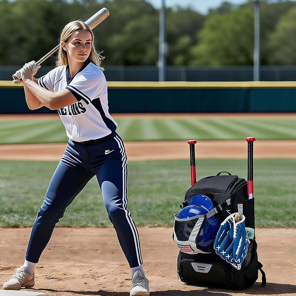Yucurem Large Capacity Baseball Backpack with Shoe Compartment for Youth Adults, Lightweight Baseball Bag with Fence Hook for T-Ball Gear, Helmet, Glove (43L)