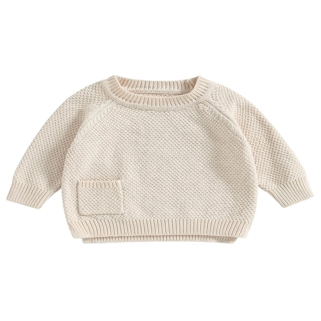 Baby Girl Boy Knit Pullover Sweater Fall Winter Warm Sweatshirt Tops with Pocket