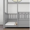thumbnail image 6 of Full Size Montessori Bed, Wooden Floor House Bed with 20" High Fence and Roof, Montessori Floor Beds Without Slats for Boys,Girls, Grey, 6 of 7