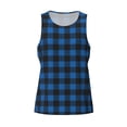thumbnail image 4 of Fotbe Blue Black Plaid Pattern Men's Quick Dry Workout Tank Top Gym Muscle Tee Fitness Bodybuilding Sleeveless T Shirt Breathable Workout Shirt-X-Large, 4 of 9