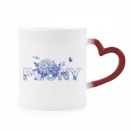 

Peony Porcelain Blue Quiet Heat Sensitive Mug Red Color Changing Stoneware Cup