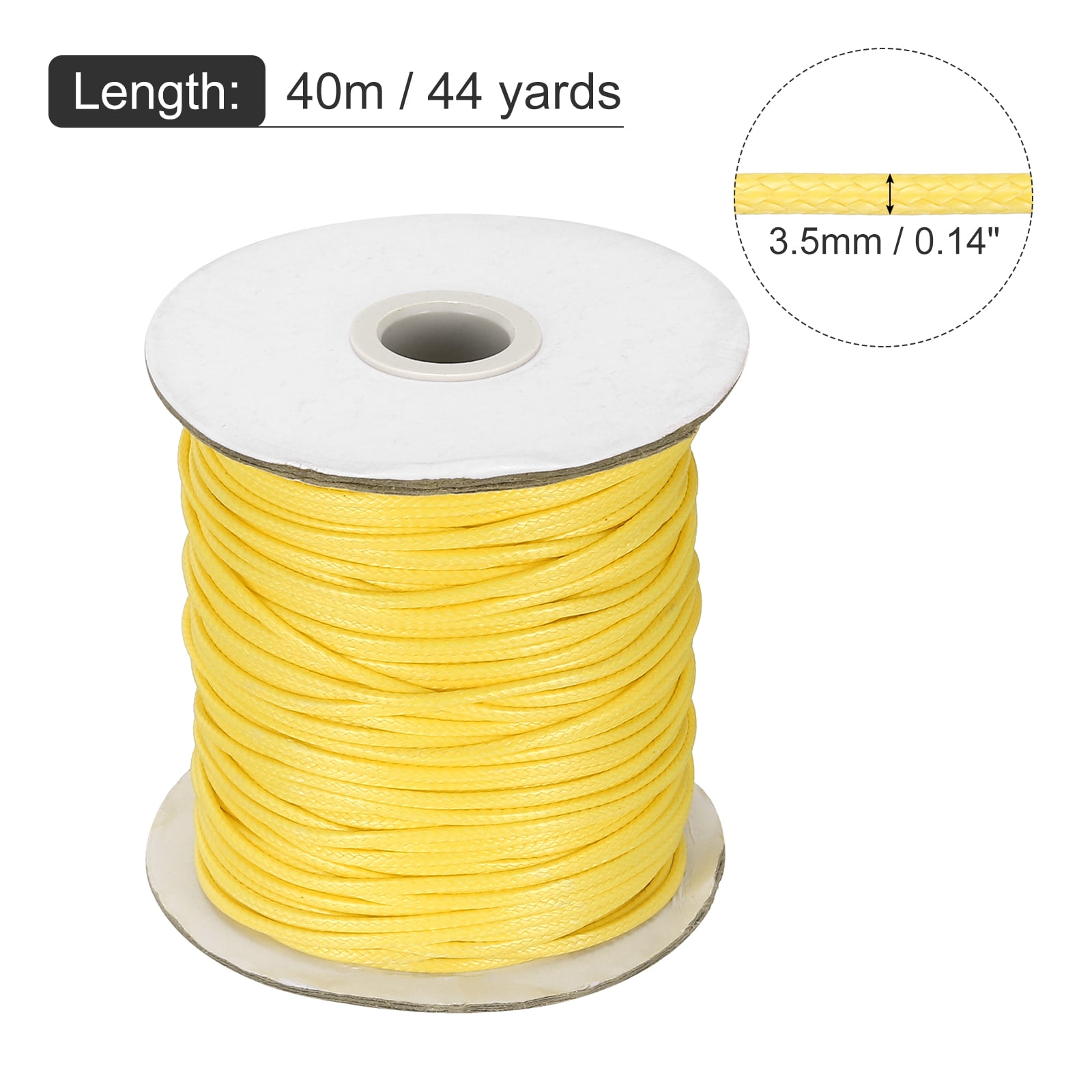 Waxed Cord 3.5mm Waxed Thread 44 Yard Wax String Leather Cord for Bracelet Making, Necklaces, Beading, Jewelry Making and DIY Crafts(Light Yellow)