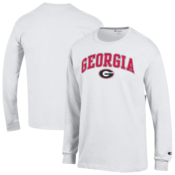 Men's-Champion White Georgia Bulldogs Arched Logo Long Sleeve T-Shirt